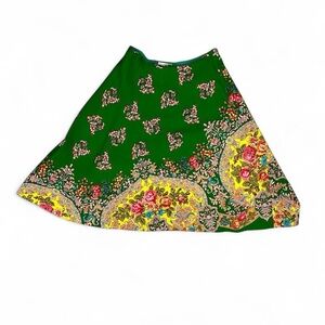 Green Floral A-Line Skirt